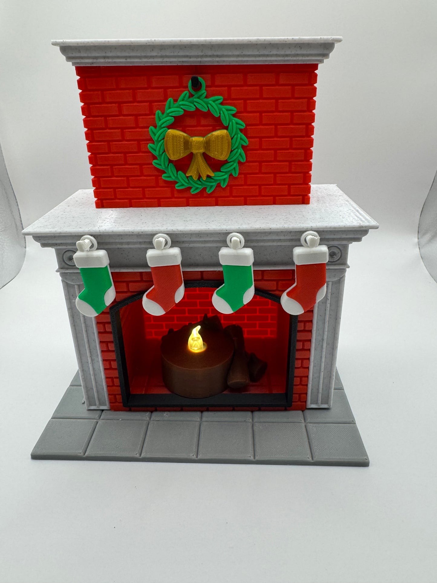christmas light up fire place