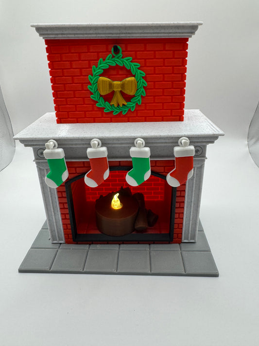 christmas light up fire place